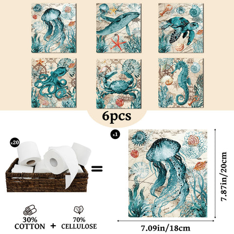 Visstree Blue Sea dishcloth waves motif, quick-drying kitchen cloth.