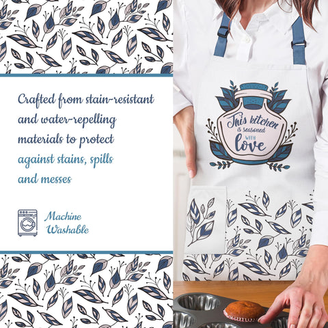 VITA ELEGANTE water-resistant fabric protects clothing from splashes during cooking