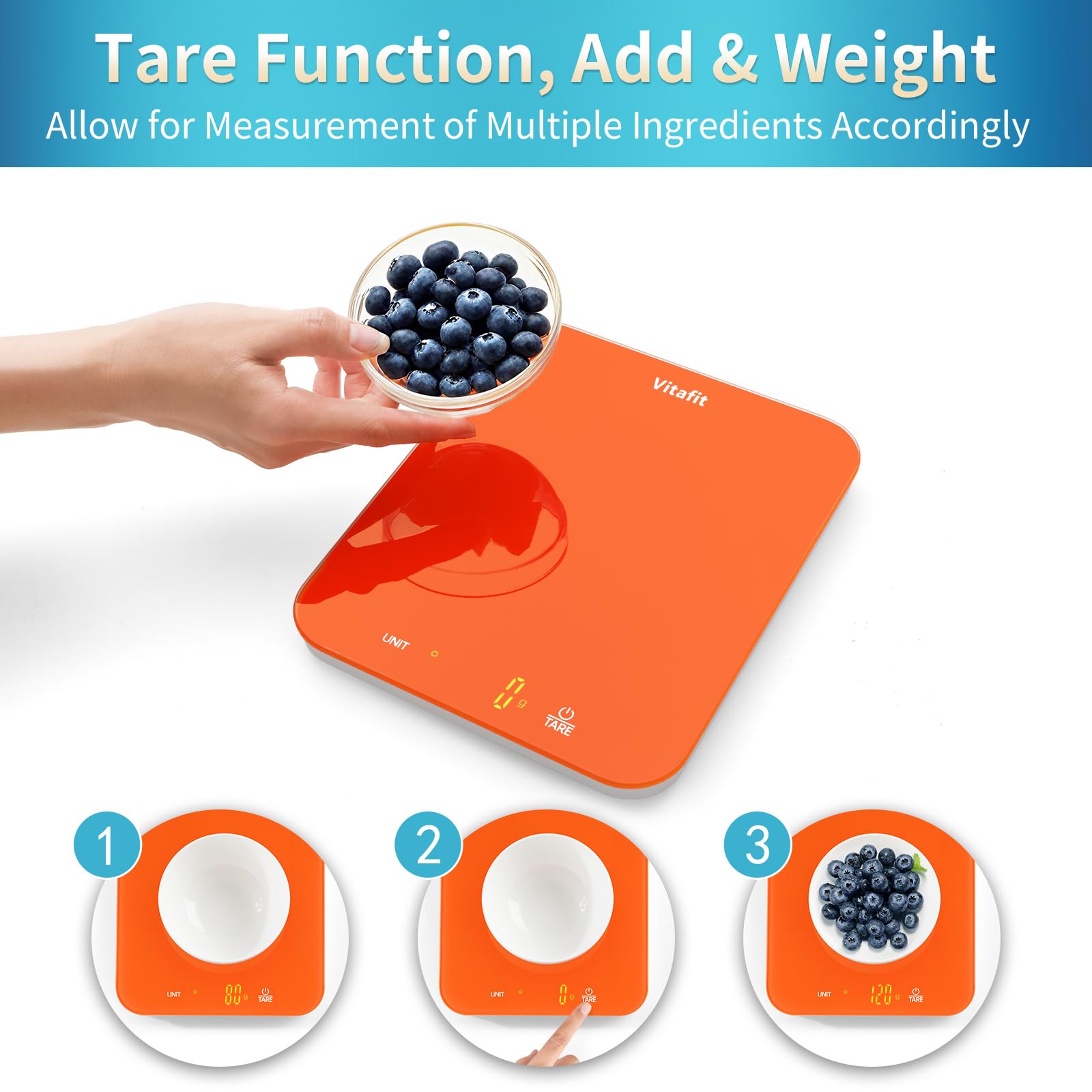 Vitafit battery compartment with 3 AAA batteries for reliable power.