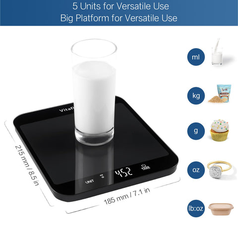 Vitafit LED display on kitchen scale for easy reading in any lighting