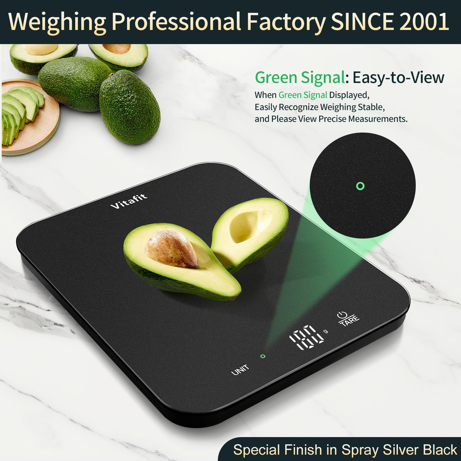 Vitafit scale LED display provides clear readings in any lighting conditions
