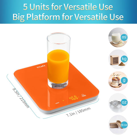 Vitafit tare function enabling weighing multiple ingredients in one bowl.