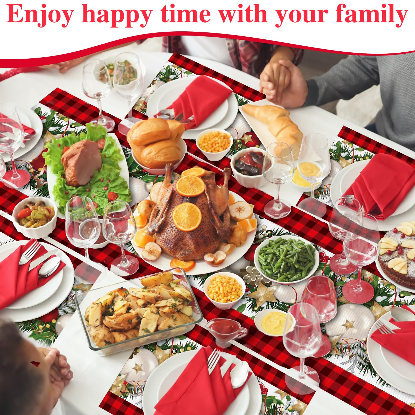 VitalCozy linen table setting elevates Christmas dinners with durable fabric.