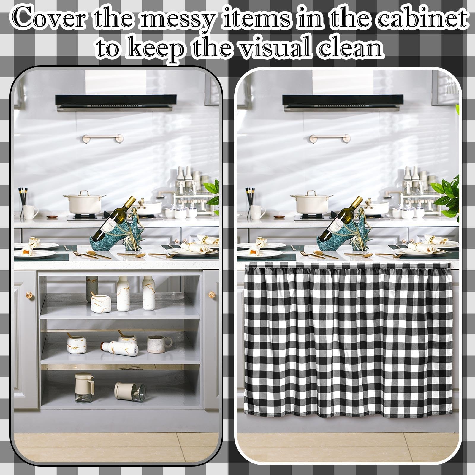 VitalCozy under-sink cover conceals clutter while adding decoration