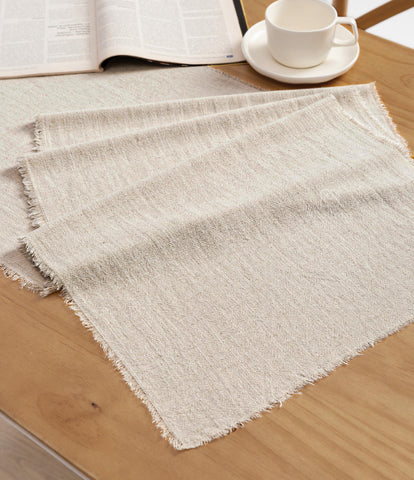 Vitalizart beige table runner with slub texture for elegant dining and rustic charm.