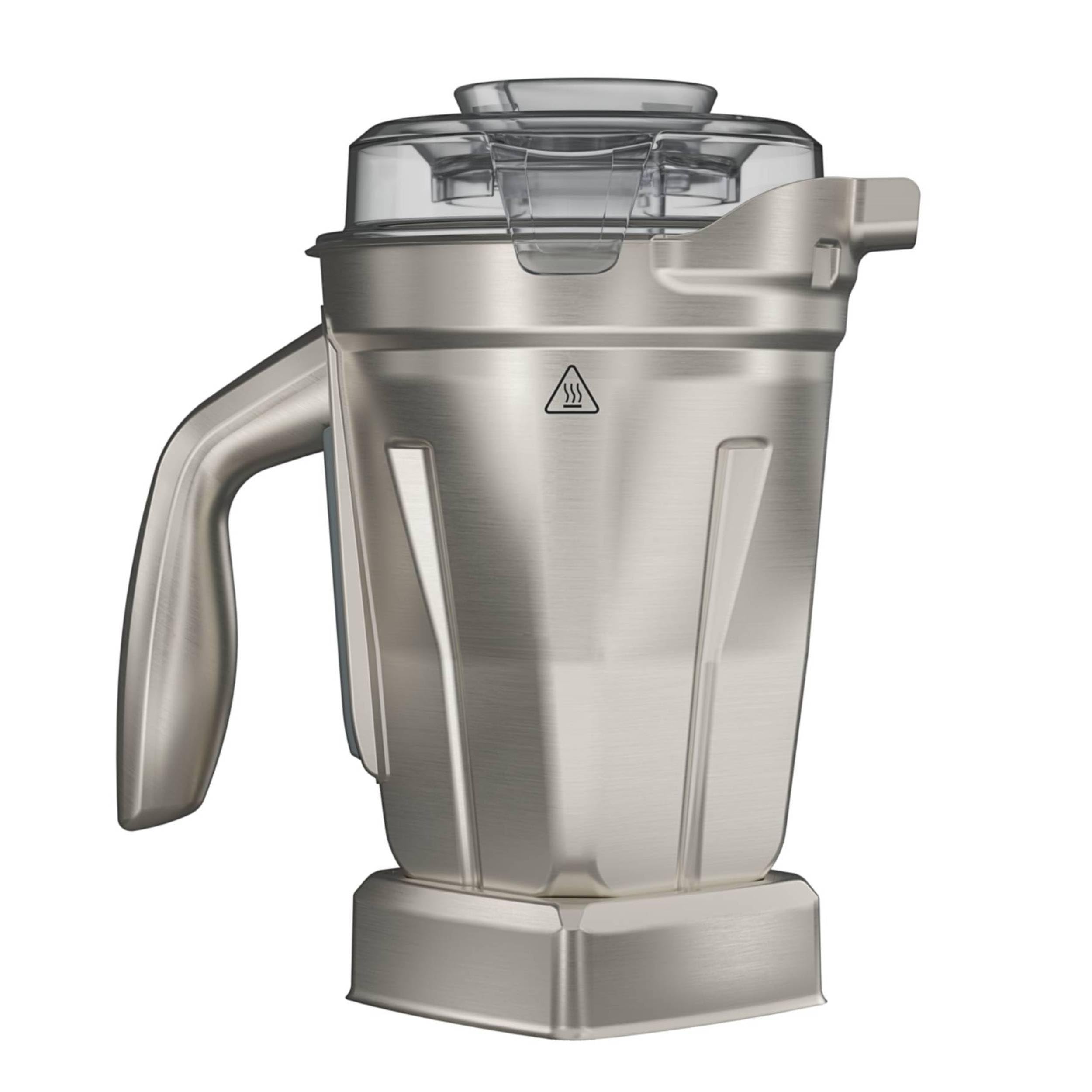 Vitamix 48oz stainless container with clear lid for monitoring while blending.