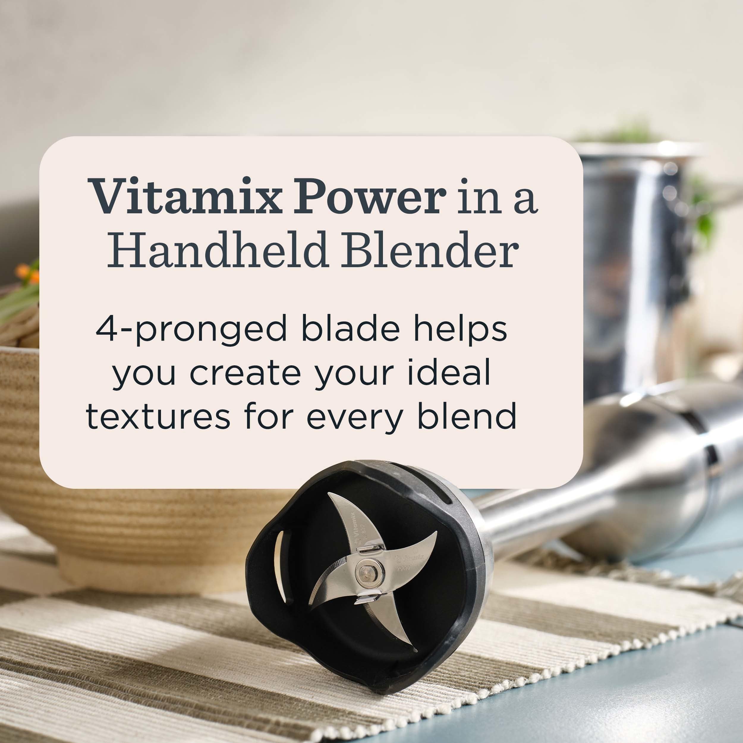 Vitamix 625W motor delivers steady power for dense ingredients