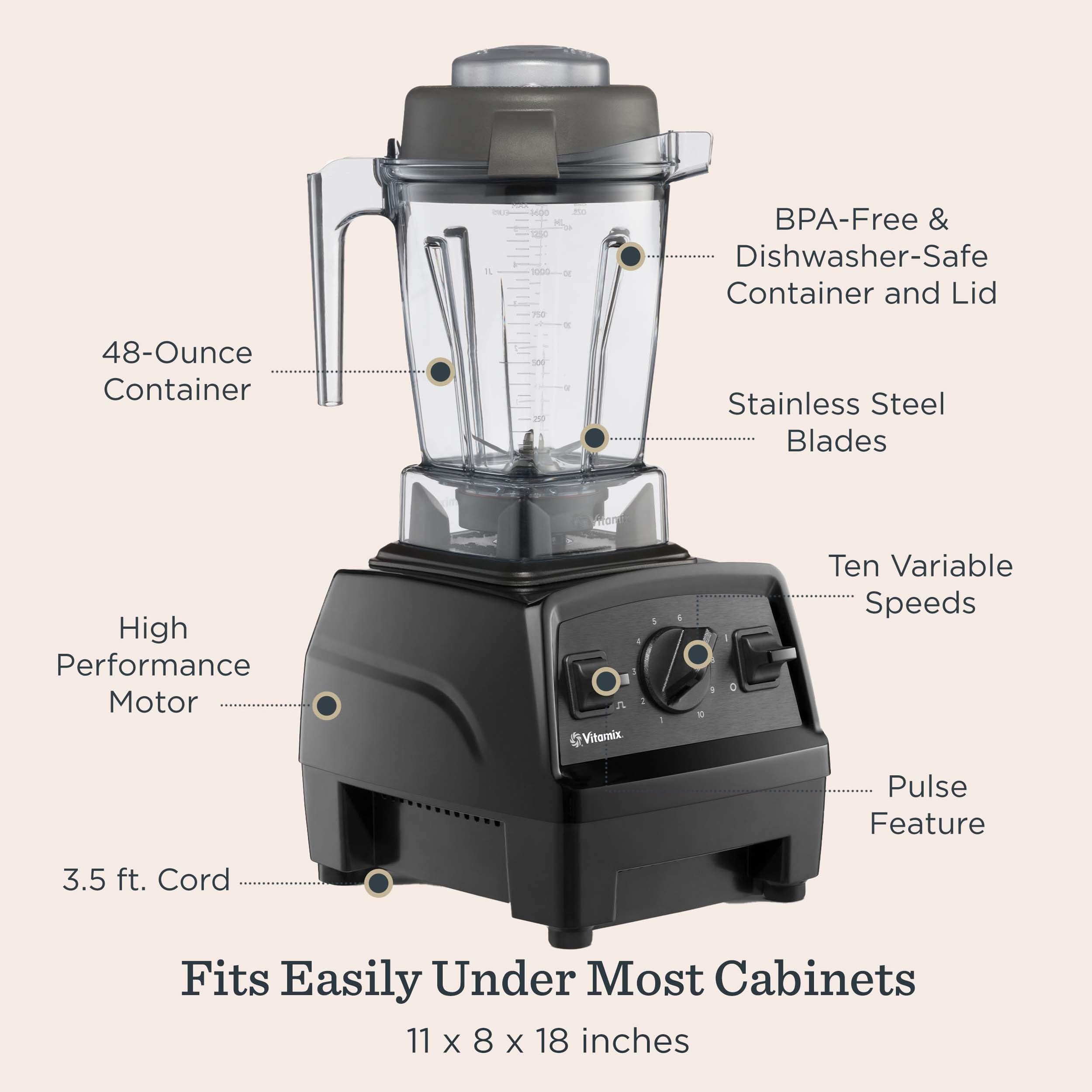 Vitamix Explorian E310 mini tamper assisting small-batch blends.