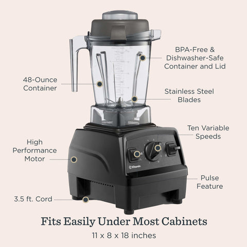 Vitamix Explorian E310 mini tamper assisting small-batch blends.