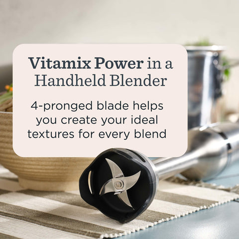 Vitamix immersion blender 5-foot cord enables flexible countertop setup.