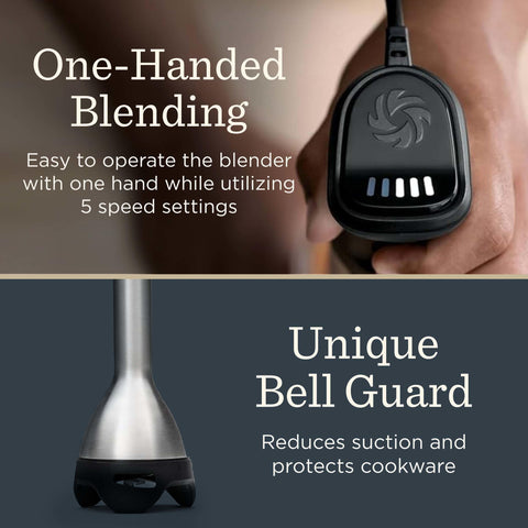 Vitamix ergonomic design enables one-handed blending and control.