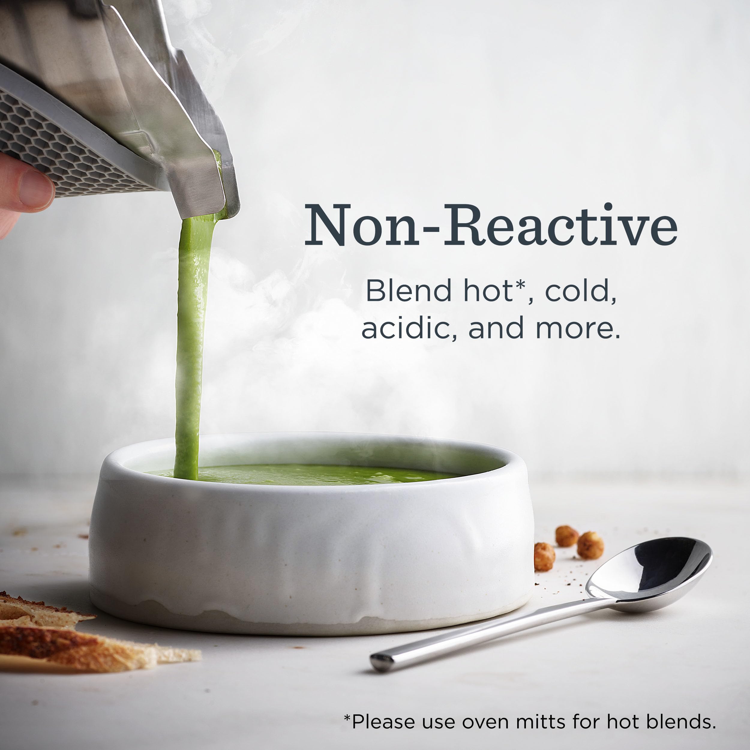 Vitamix laser-cut stainless steel blades for consistent results.