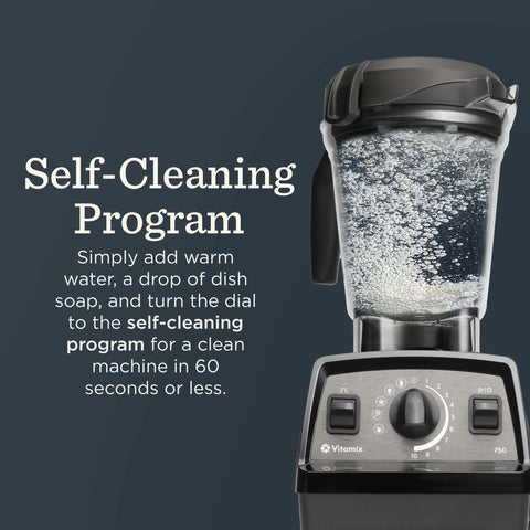 Vitamix Propel 750 self-cleaning program simplifies cleanup after blends.