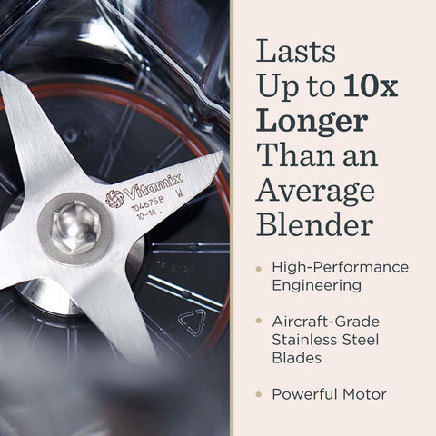 Vitamix Propel 750 stainless-steel blades provide long-lasting, precise chopping.