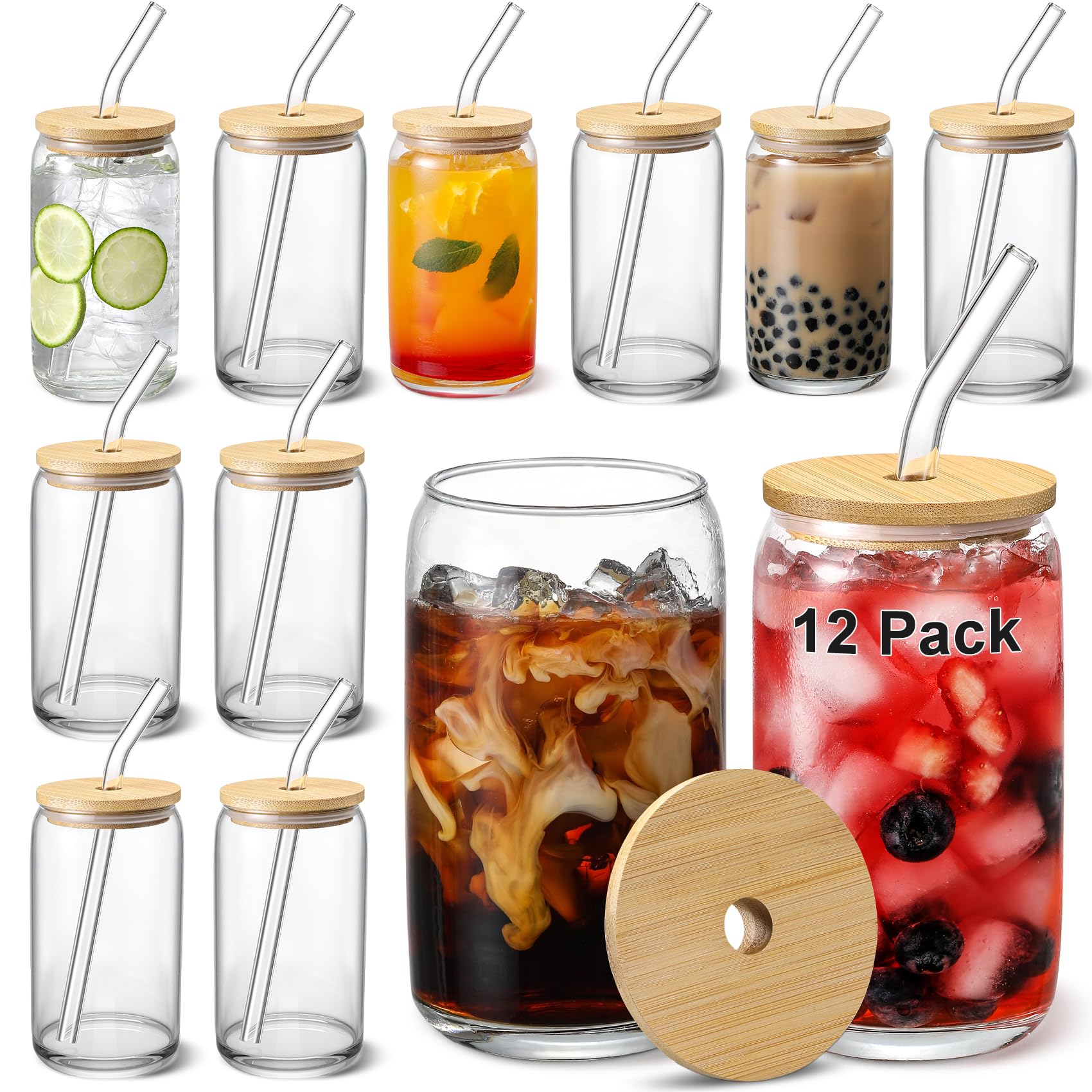 VITEVER beer glass set with bamboo lids for easy serving and stylish presentation