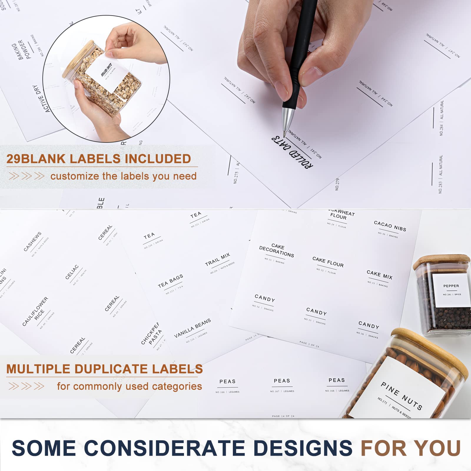 VITEVER 279 preprinted names on minimalist black-and-white labels.