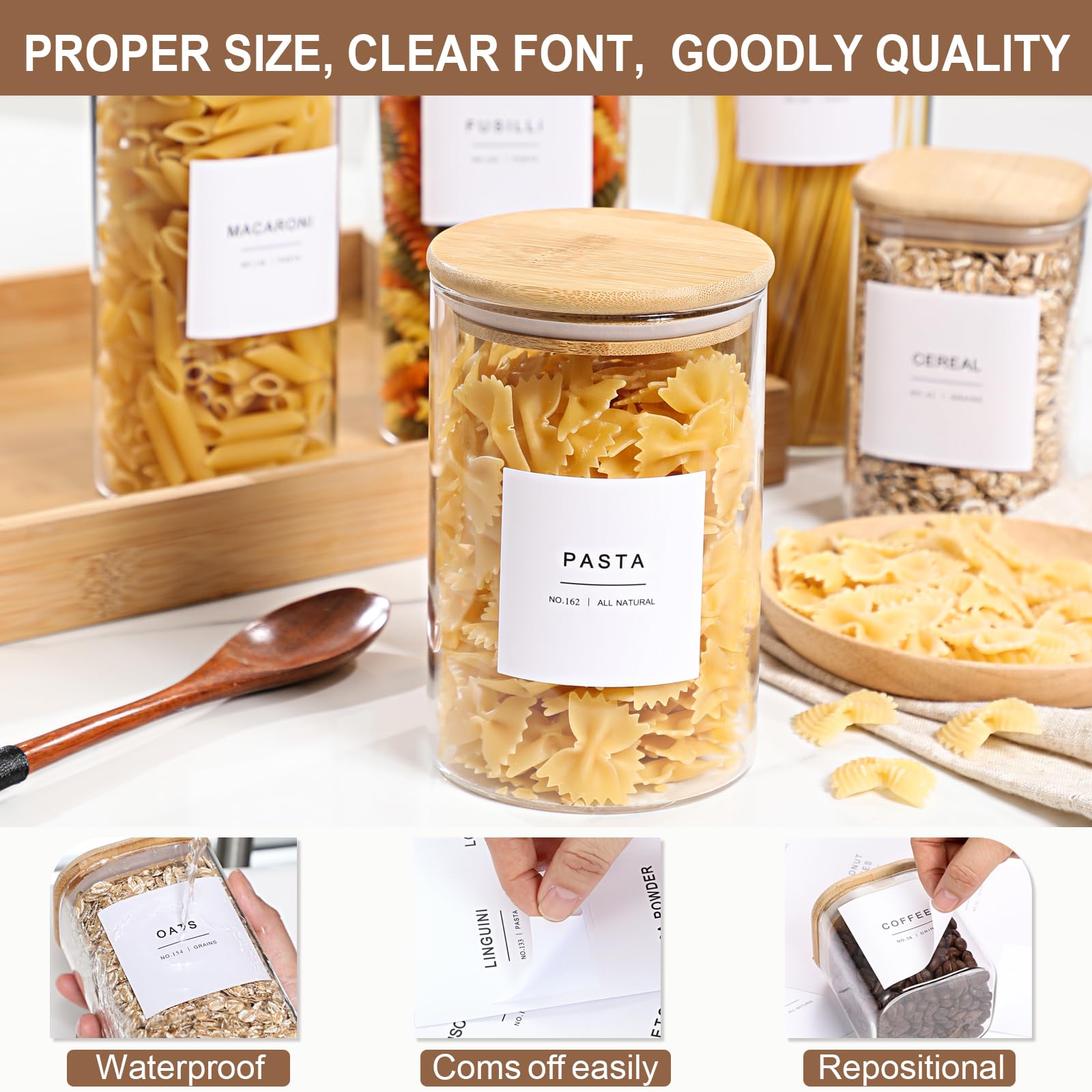 VITEVER 308 pantry labels in 1.6x1.6 inch squares for small spice jars.