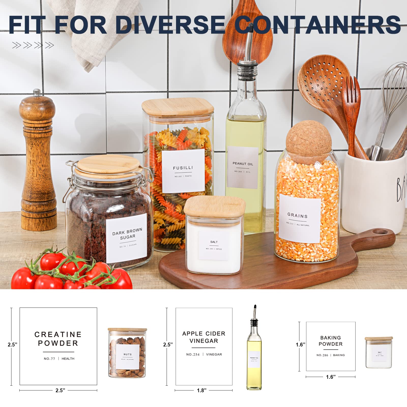 VITEVER 1.8x2.5 inch rectangular labels for oil bottles.