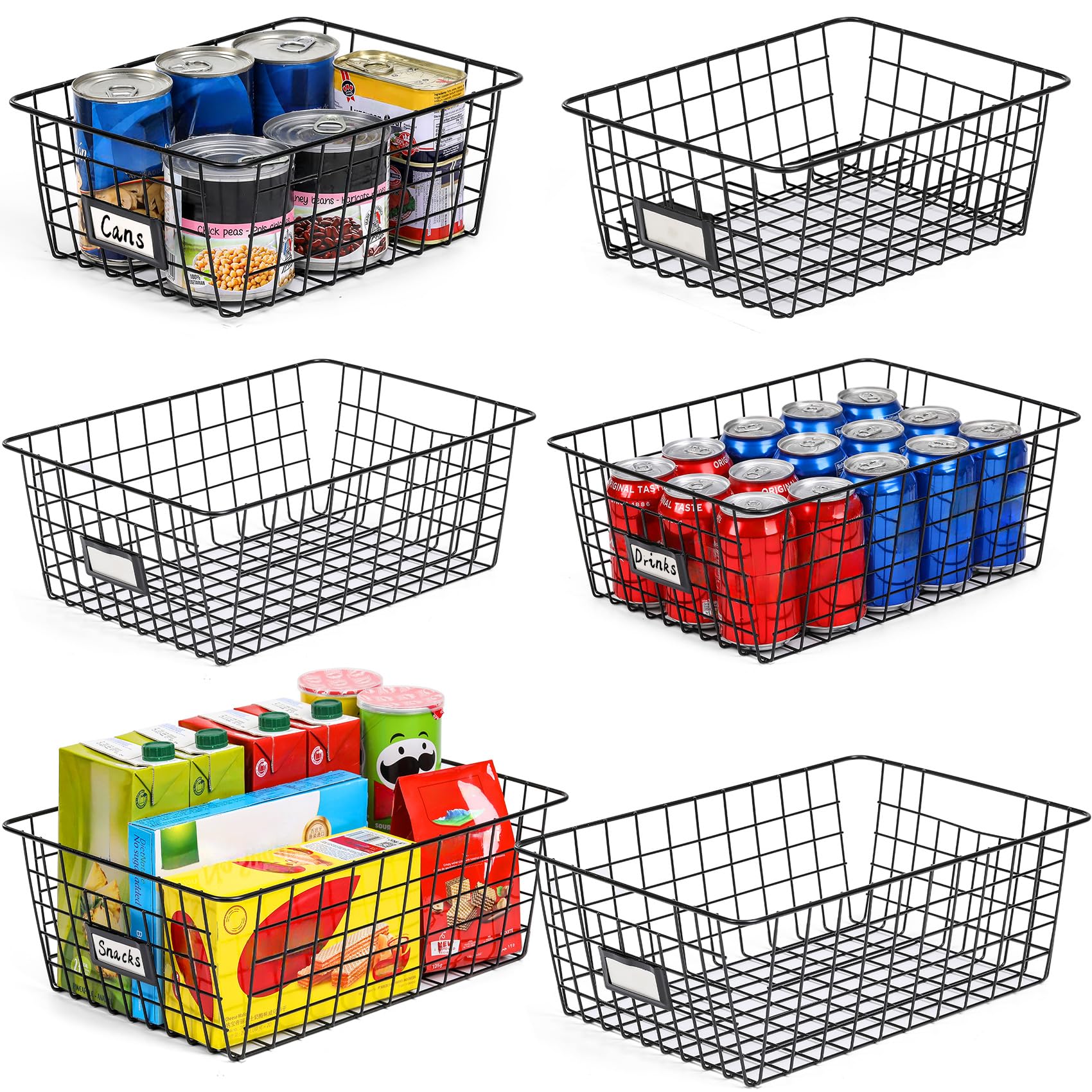 VITEVER six-pack wire baskets in a pantry-set, enabling easy organization