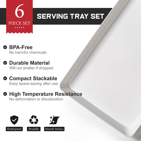 VITEVER 6-pack white trays with smooth edges ideal for appetizers