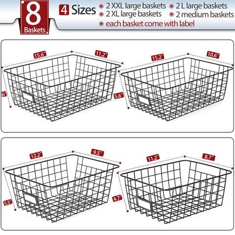 VITEVER 8-set XL baskets provide easy reach and visible organization.