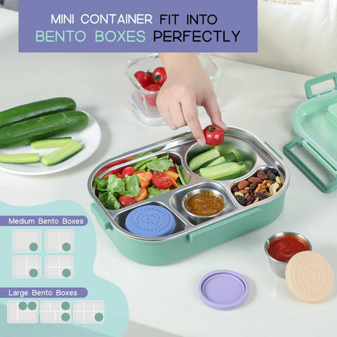 VITEVER sauce cups fit in a bento lunchbox neatly.