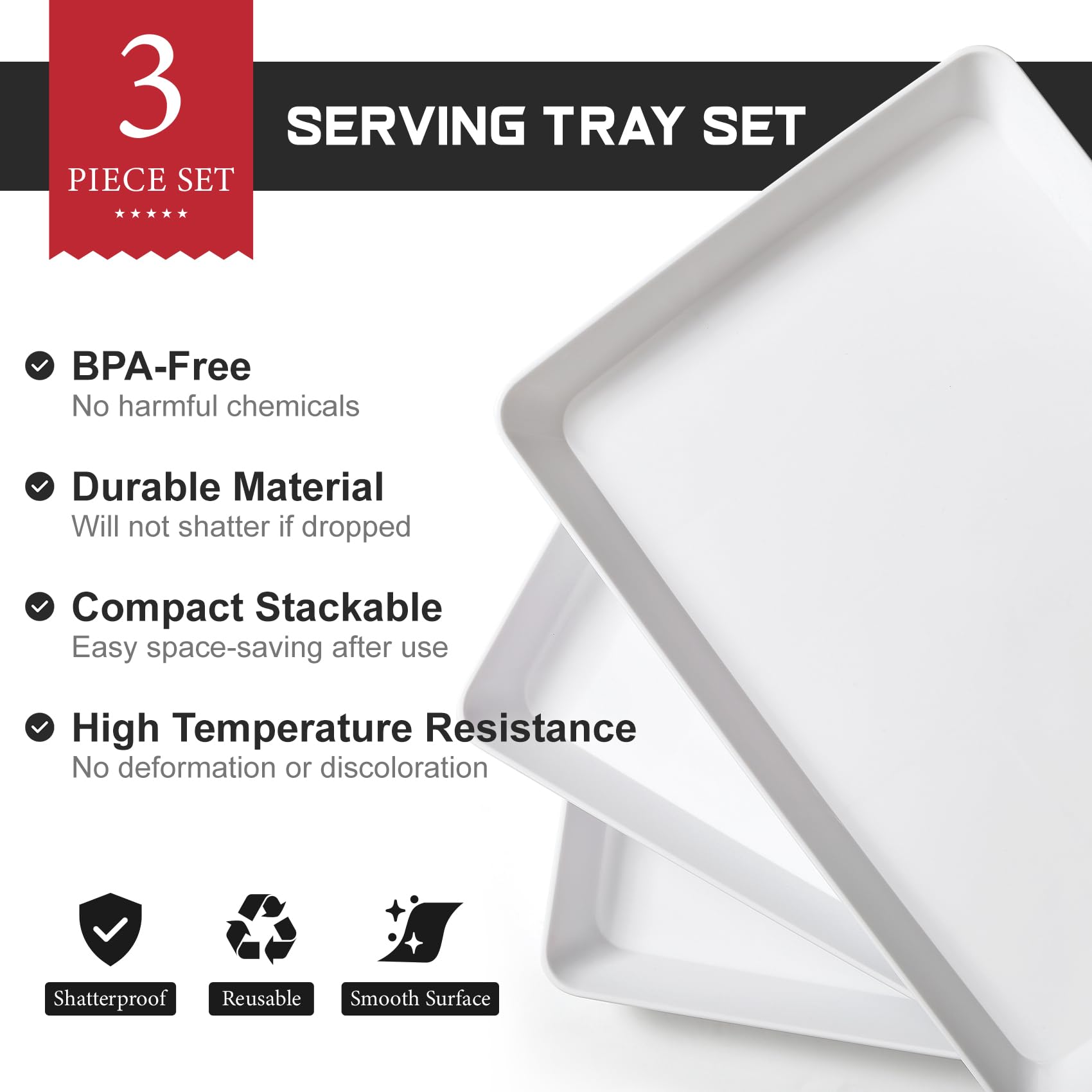 VITEVER shatterproof trays ideal for parties and outdoor dining.