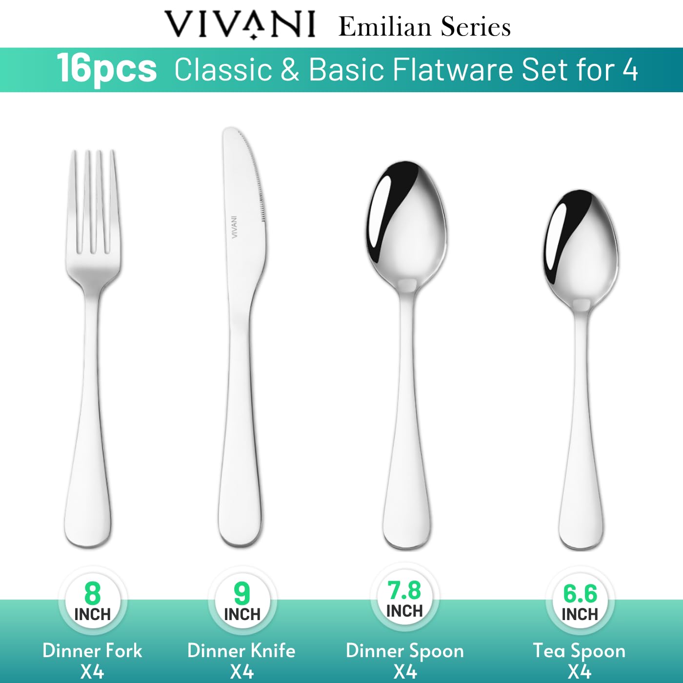 VIVANI dinner forks with polished finish for durable everyday use