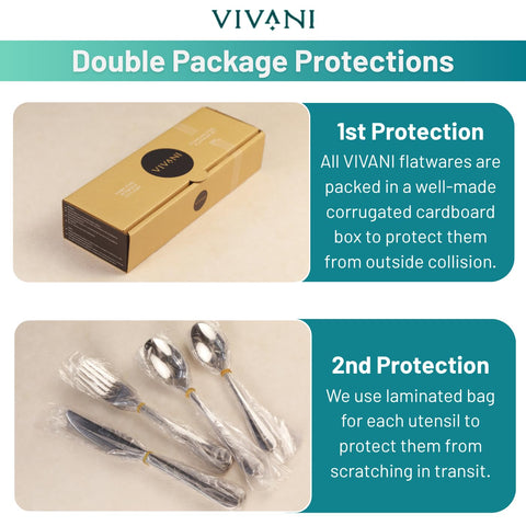 VIVANI durable silverware resists corrosion for long lasting shine