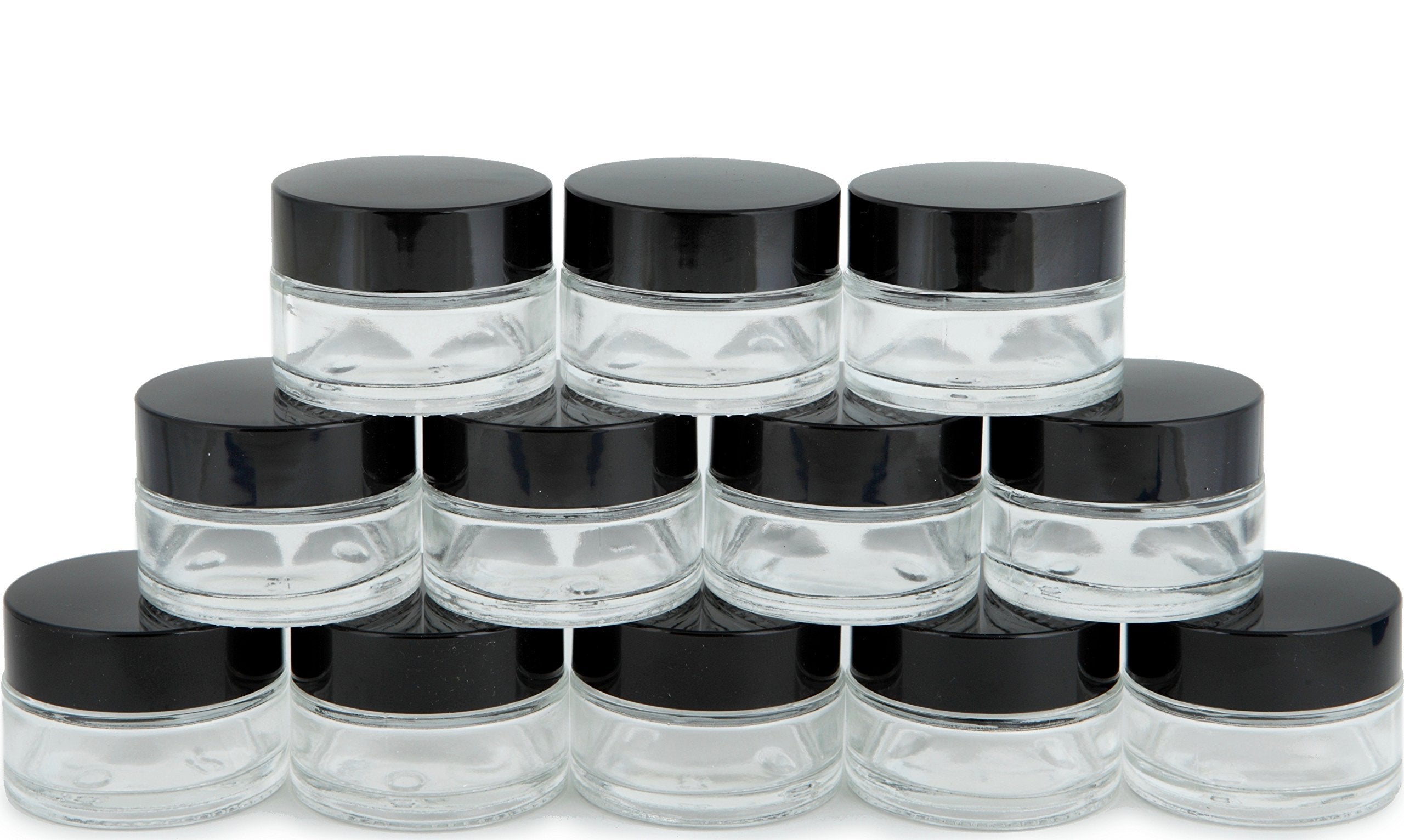 Vivaplex 12-pack clear 15 ml jars with inner liners for organized storage.