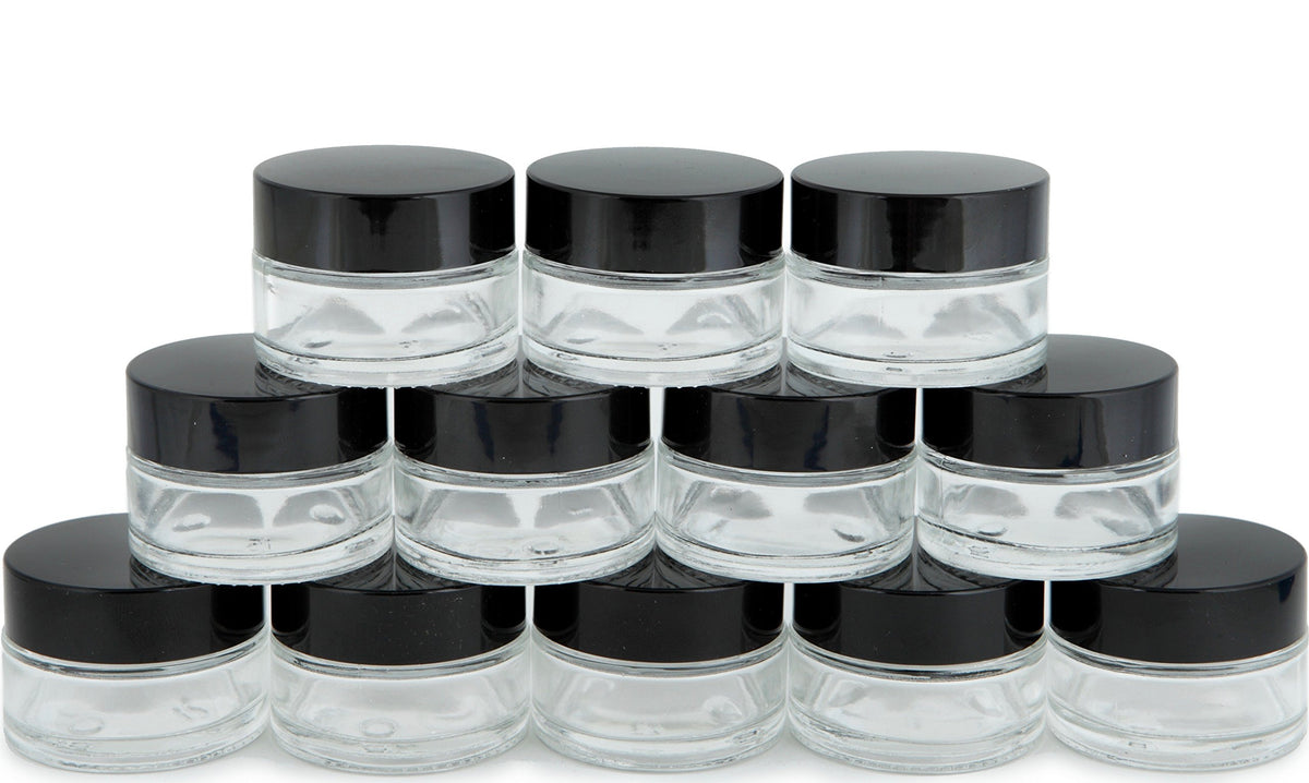 Vivaplex 12-pack clear 15 ml jars with inner liners for organized storage.