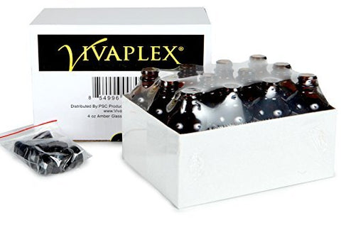 Vivaplex 4 oz amber bottle close-up with lid, protects contents from UV light.