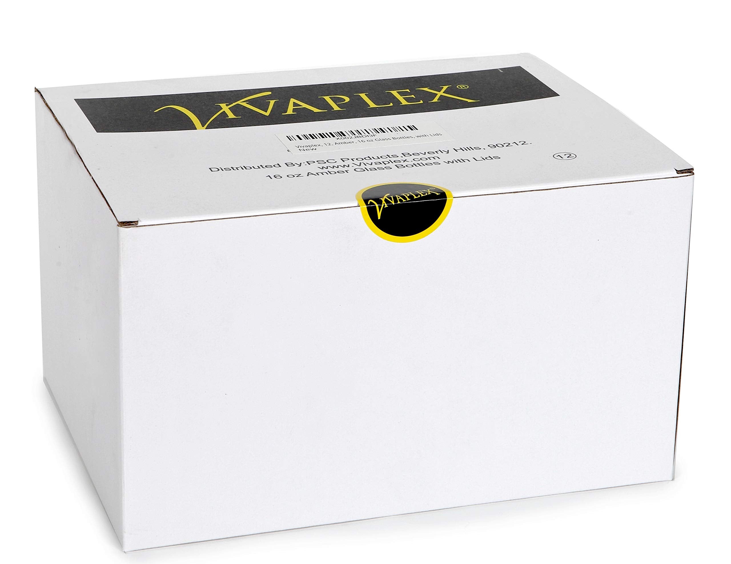 Vivaplex amber glass bottle close-up showing durable glass for essential oil storage.