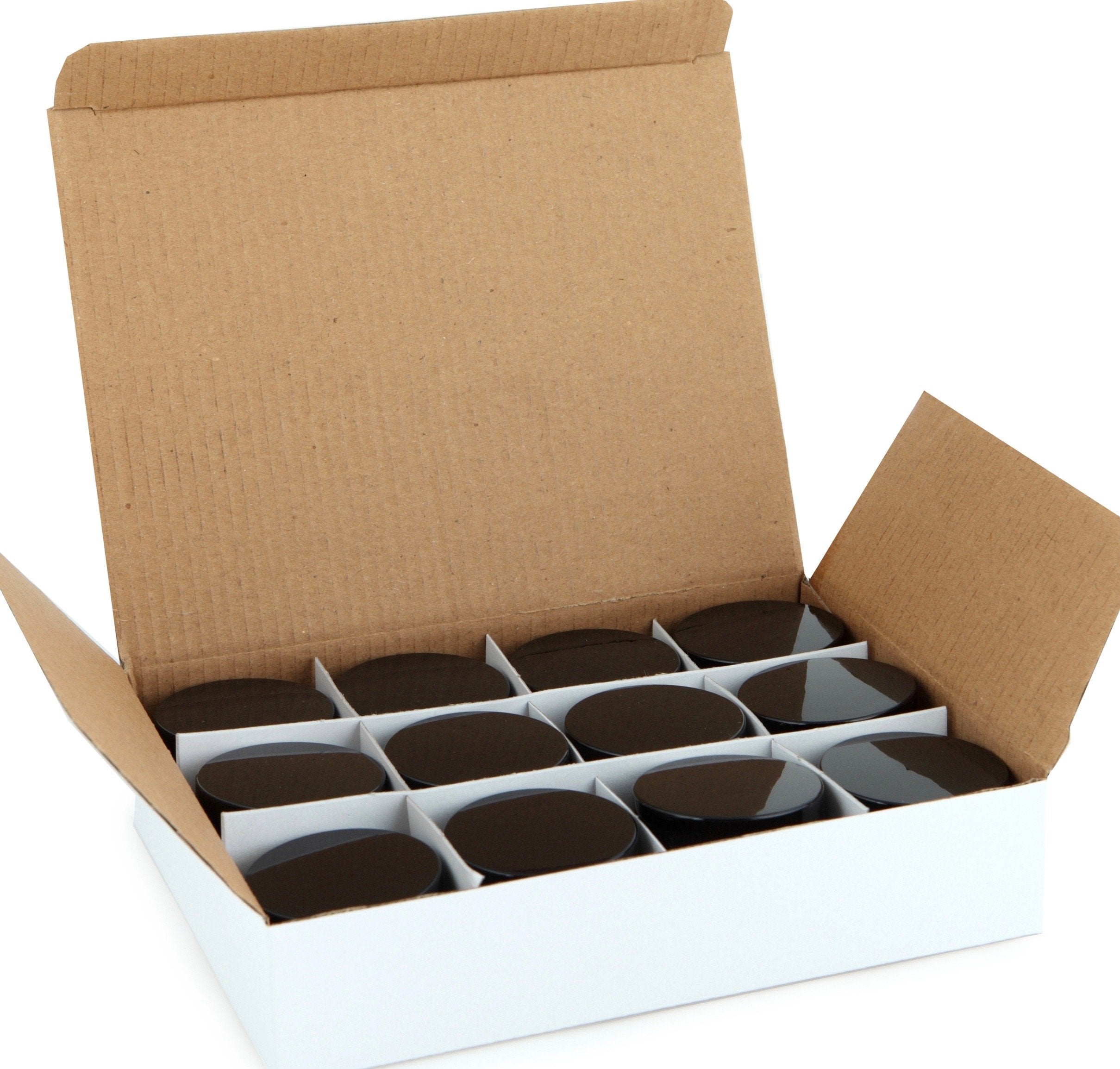 Vivaplex black dome lids provide durable, leak-resistant closures.