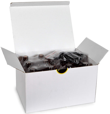 Vivaplex black cap on amber bottle detail for secure sealing.