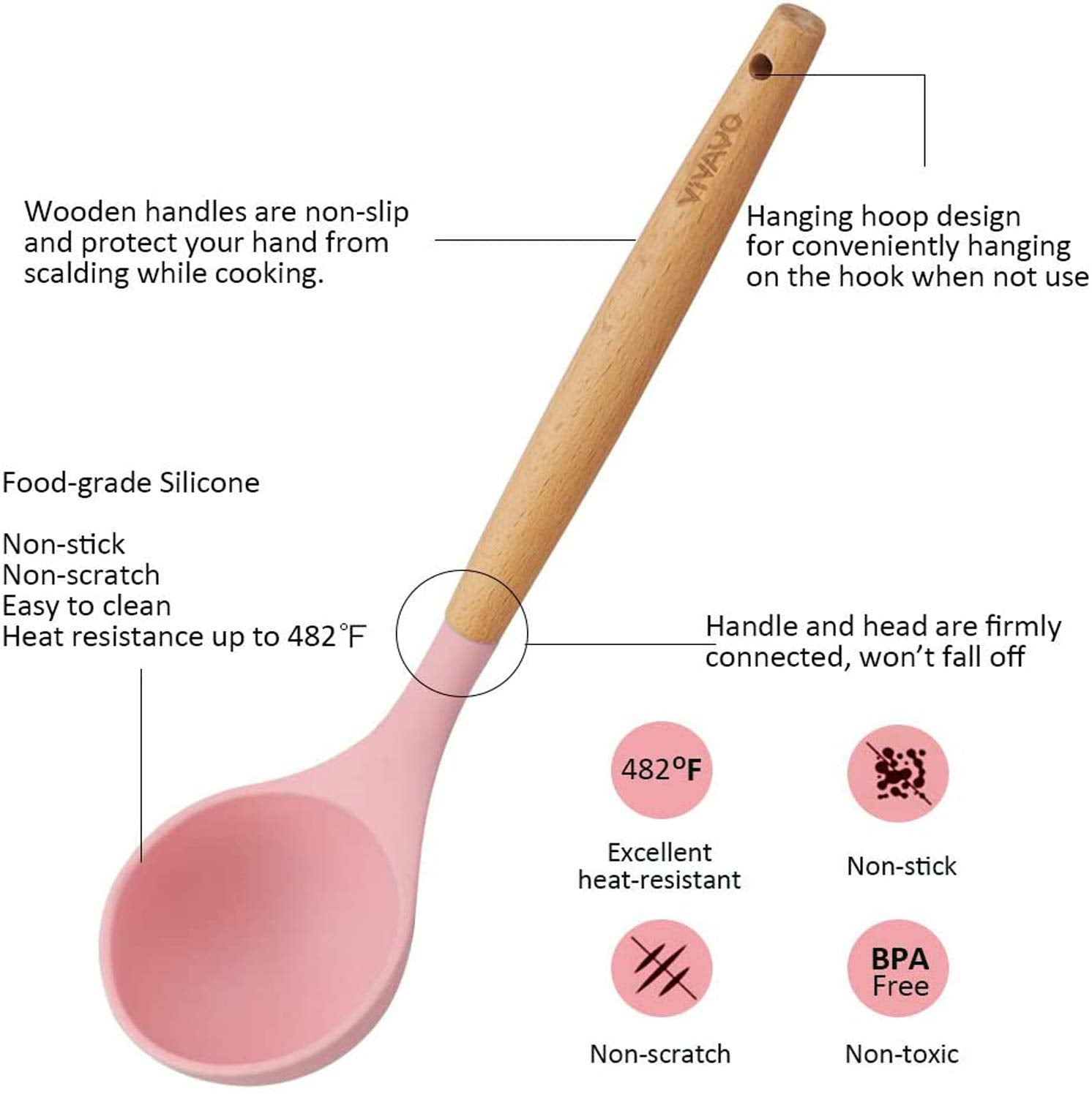 VIVAYO durable spoon spatula with soft silicone edge protects nonstick surfaces.
