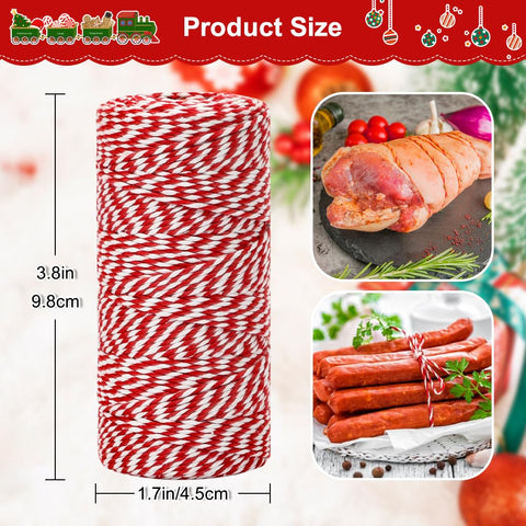 Vivifying festive twine in red and white for gift wrapping and decor.