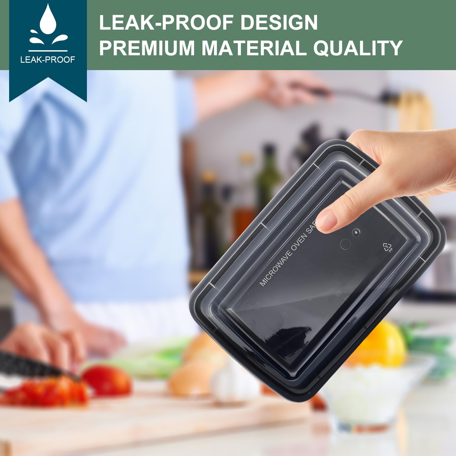 Vivigu leakproof lid for meal prep containers keeps contents secure during transport.