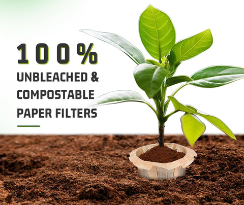 Biodegradable material from VIVI SKY filters highlighted as an eco option.