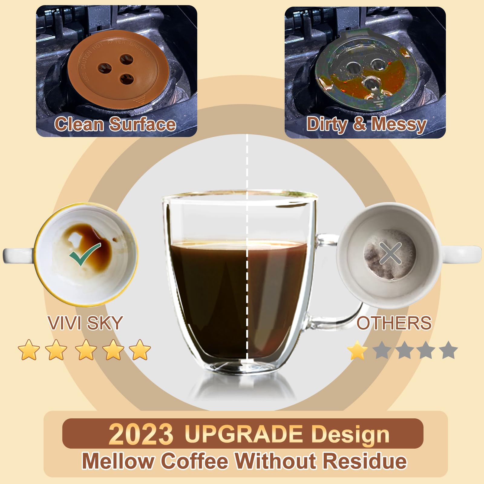 VIVI SKY filter handle aids easy removal after brewing.