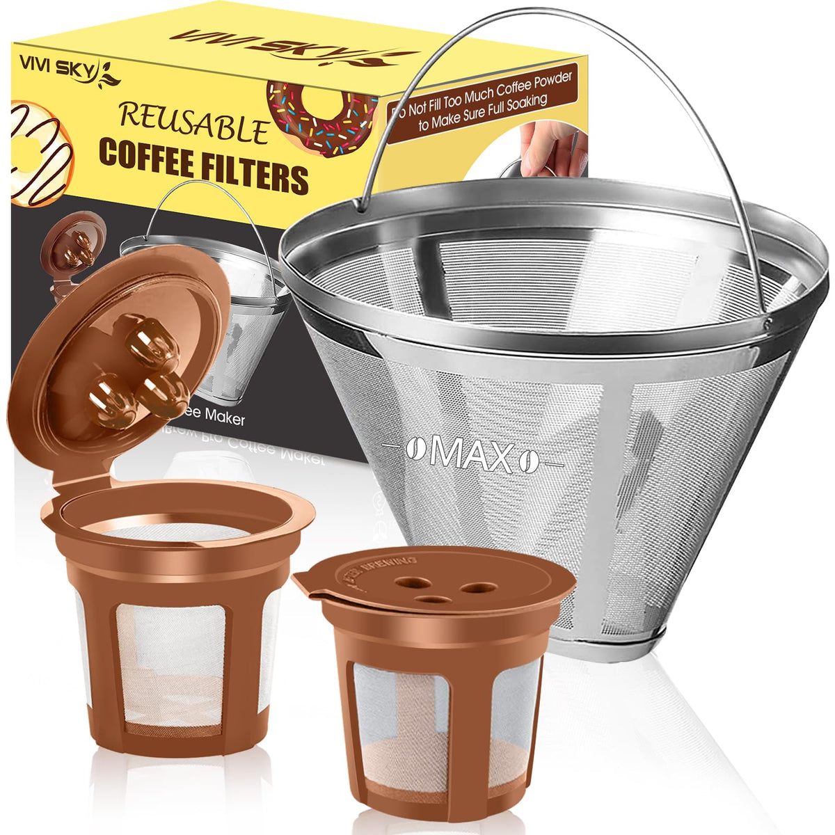 VIVI SKY reusable filter close-up fits Ninja 4-cone systems and promotes consistent flavor.