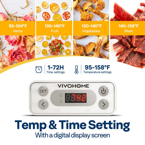 VIVOHOME digital control panel for precise time and temperature settings.