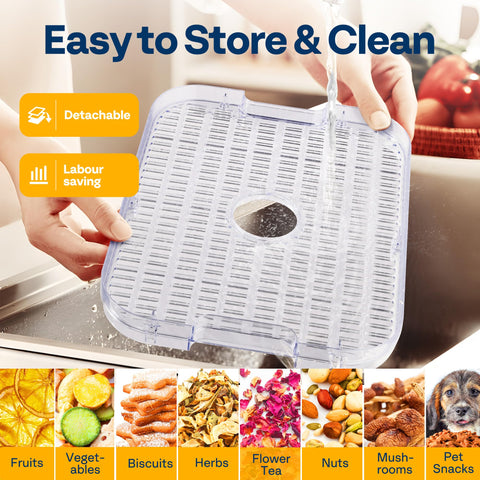 VIVOHOME dishwasher-safe trays simplify cleanup after drying.