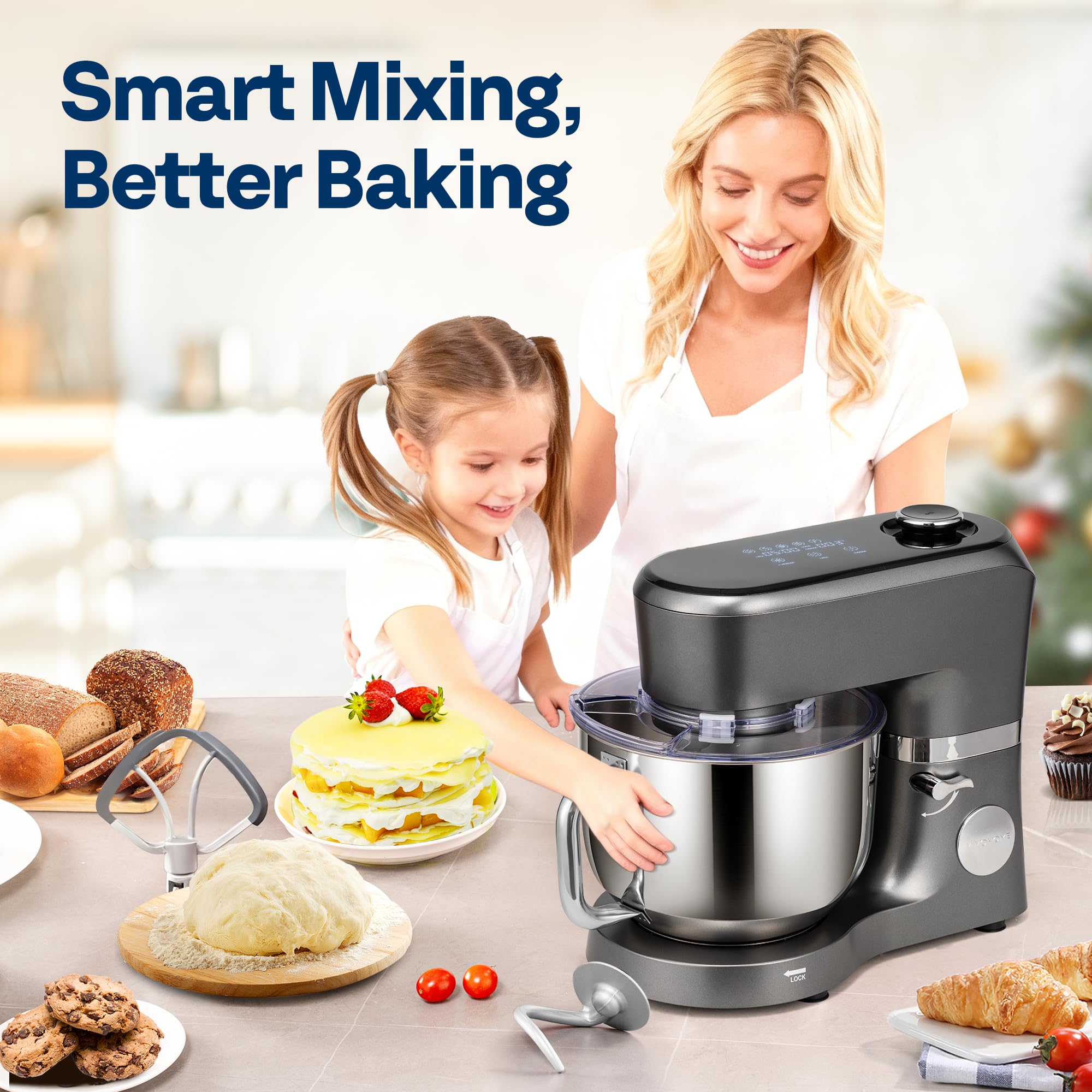 VIVOHOME stand mixer 6Qt bowl for large-batch baking