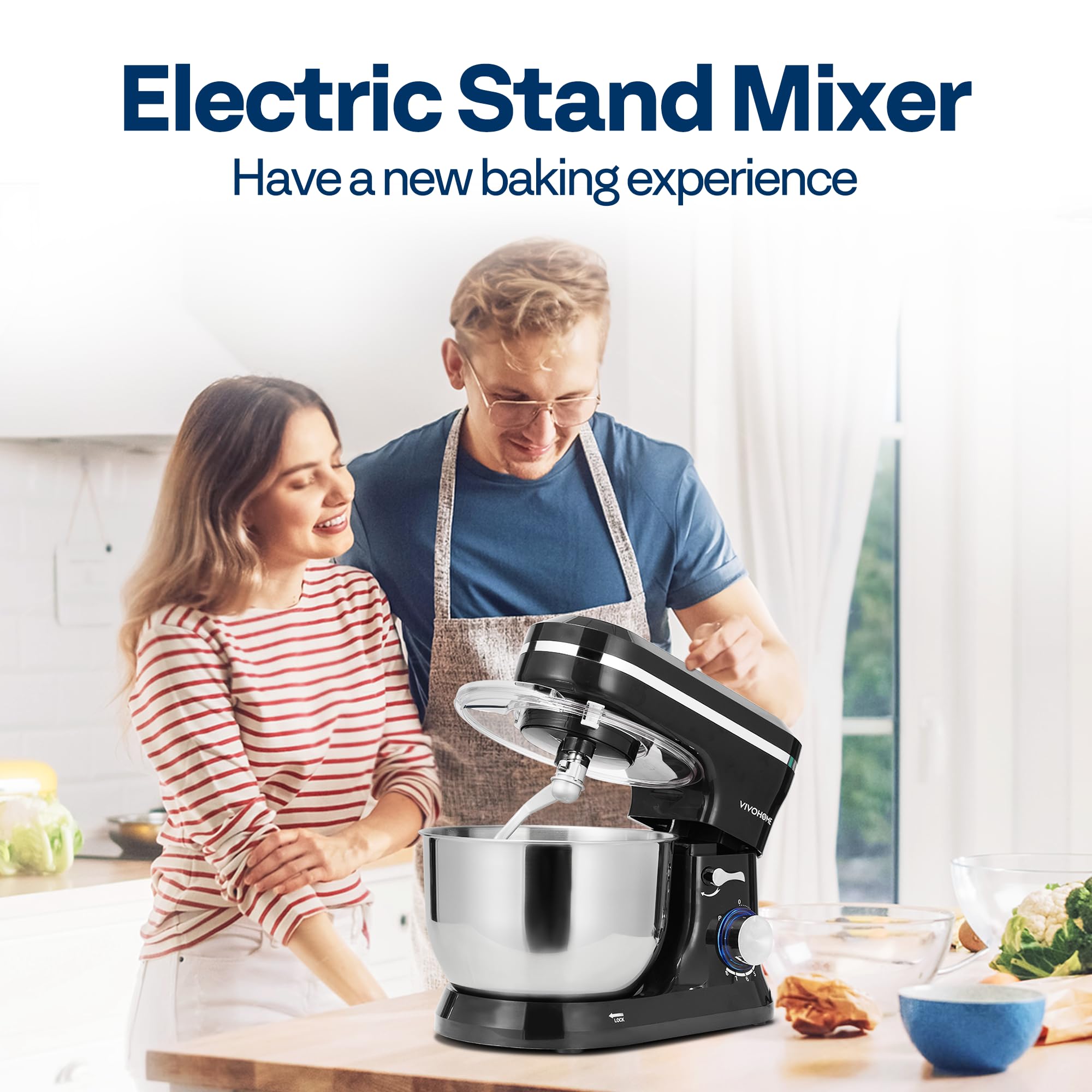 VIVOHOME stand mixer 8-speed dial for precise, customizable mixing
