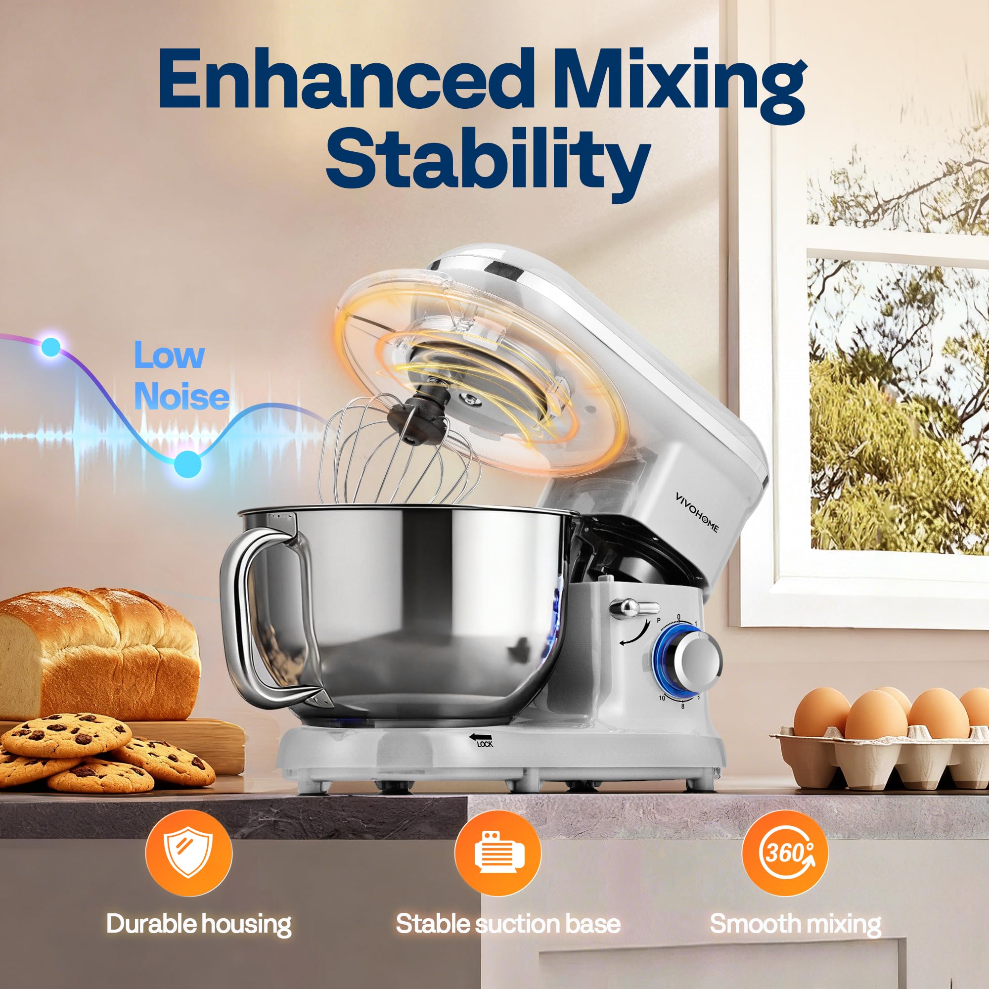 VIVOHOME whisk attachment ready to whip creamy mixtures.