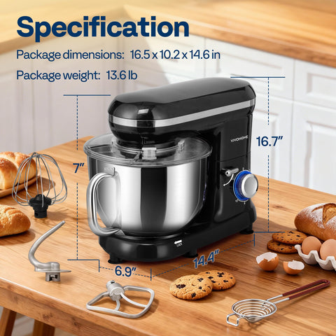 VIVOHOME dishwasher-safe attachments simplify cleanup after mixing.