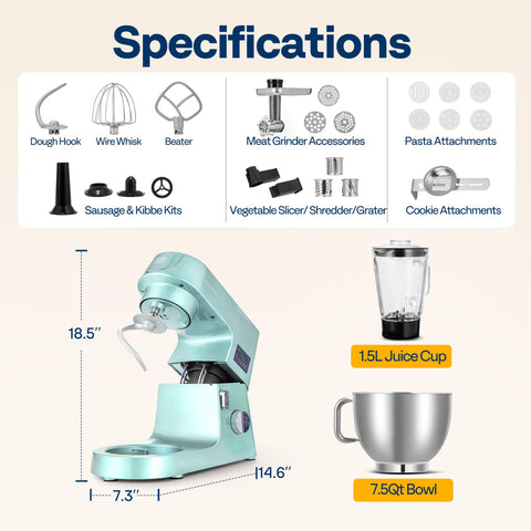 VIVOHOME 9-in-1 handles dough, juice, and pasta in one unit.