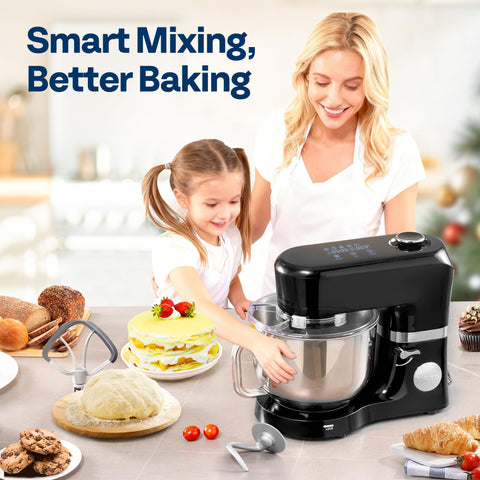 VIVOHOME stand mixer displaying one-touch presets for kneading, whisking, and stirring.