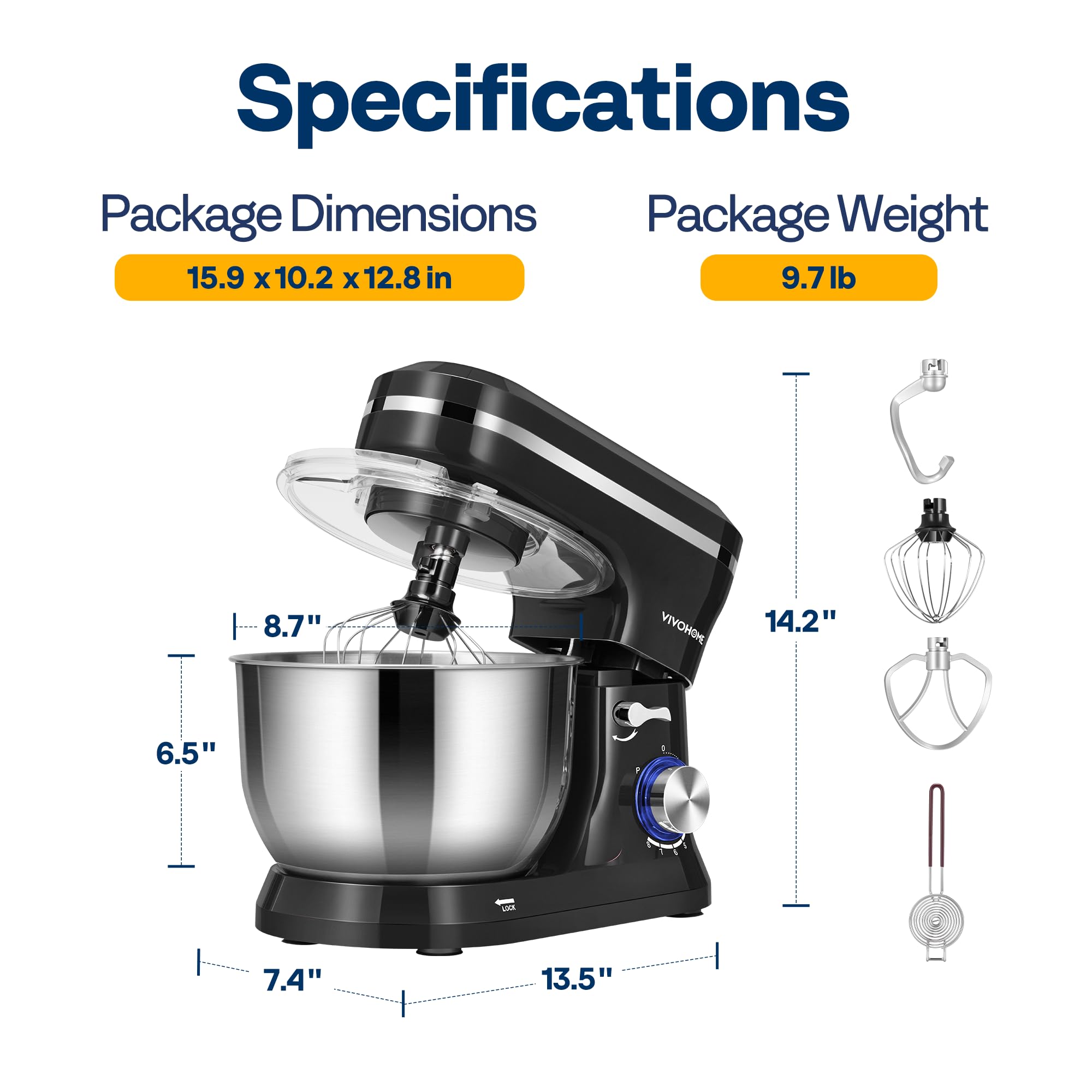 VIVOHOME stand mixer quiet motor for peaceful kitchen tasks